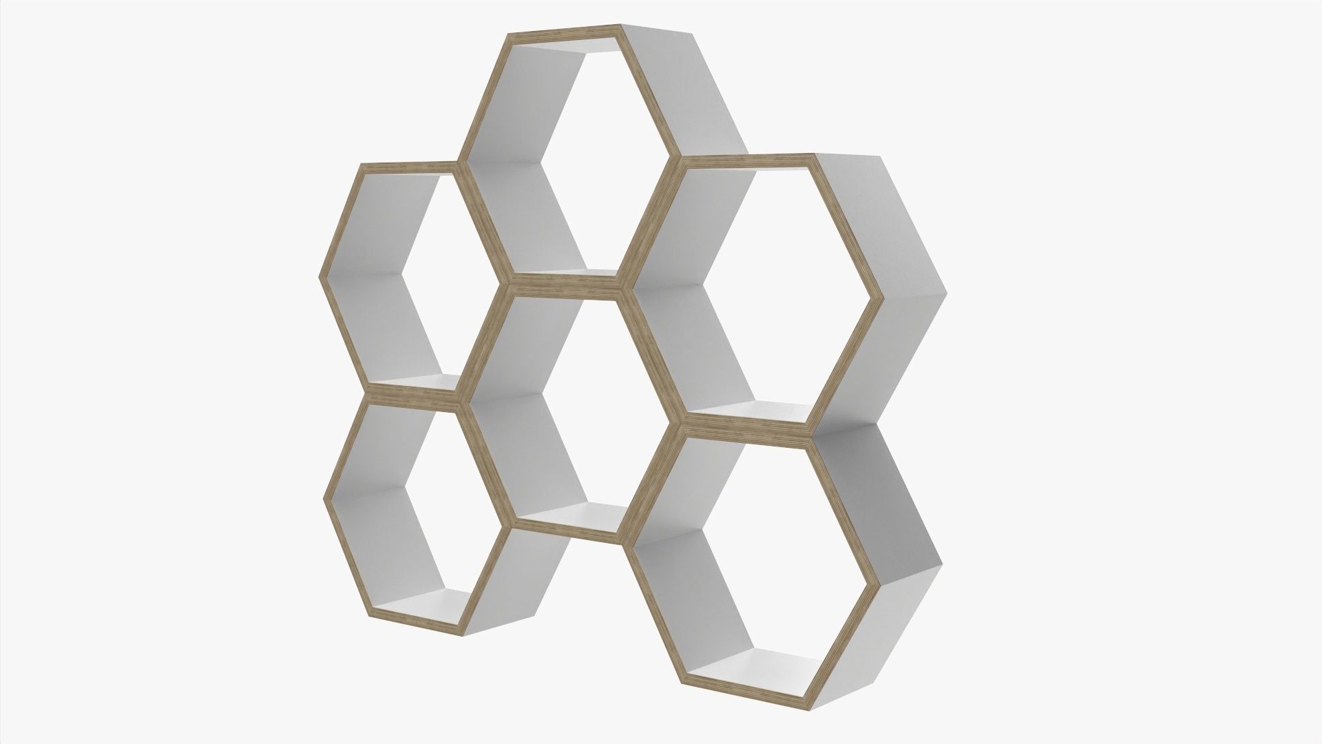 Modular wooden shelf minimalistic 3D model_3