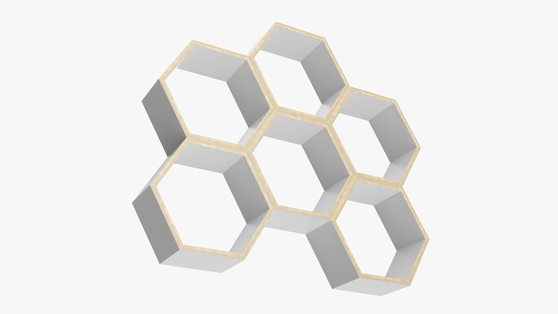 Modular wooden shelf minimalistic 3D model_2