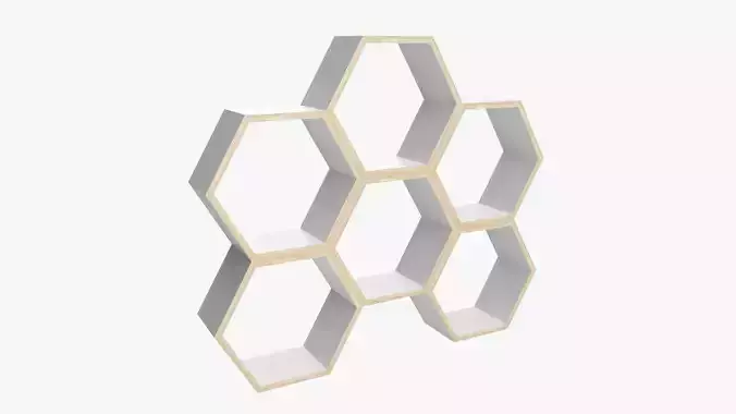 Modular wooden shelf minimalistic 3D model