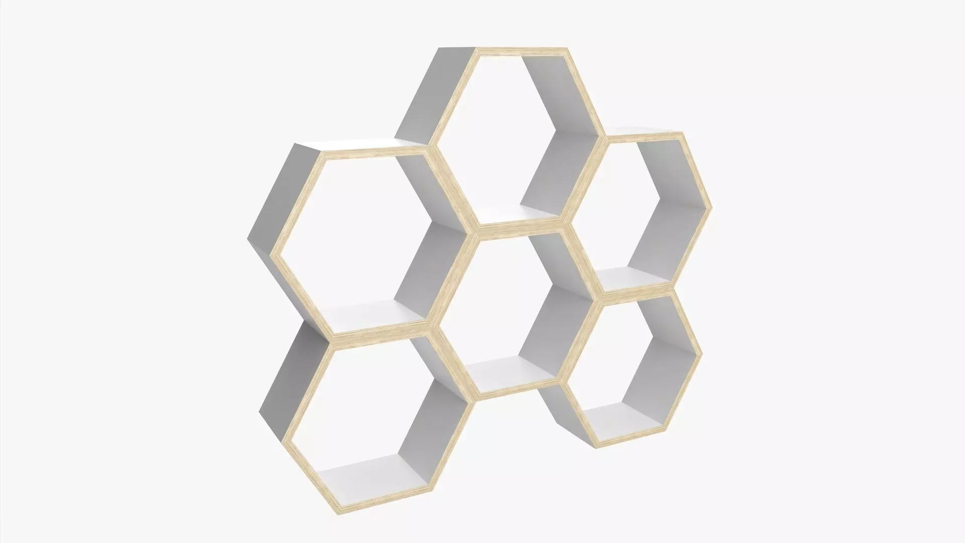 Modular wooden shelf minimalistic 3D model_0