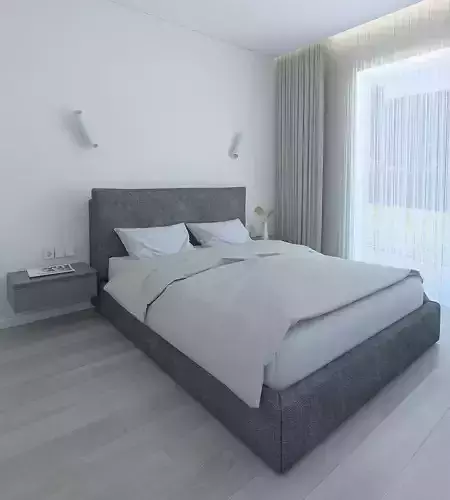 Bright cozy simple bedroom