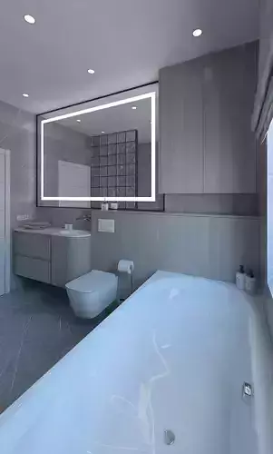Beautiful shower room with a glass wall