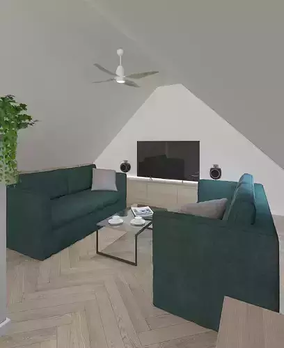 Double loft area with work room and lounge area