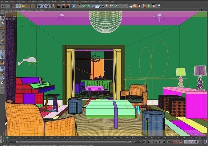 Redshift - C4D Scene files - Living Room 3 Interior 3D model 5