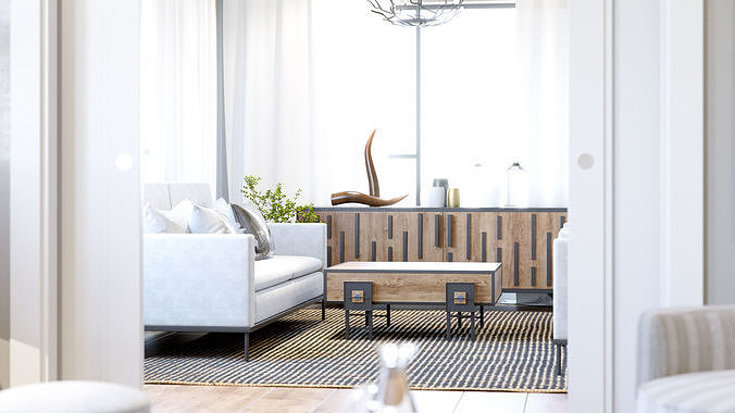 Redshift - C4D Scene files - Living Room 3 Interior 3D model 3