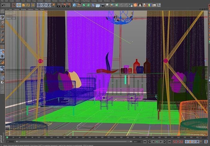 Redshift - C4D Scene files - Living Room 3 Interior 3D model 7