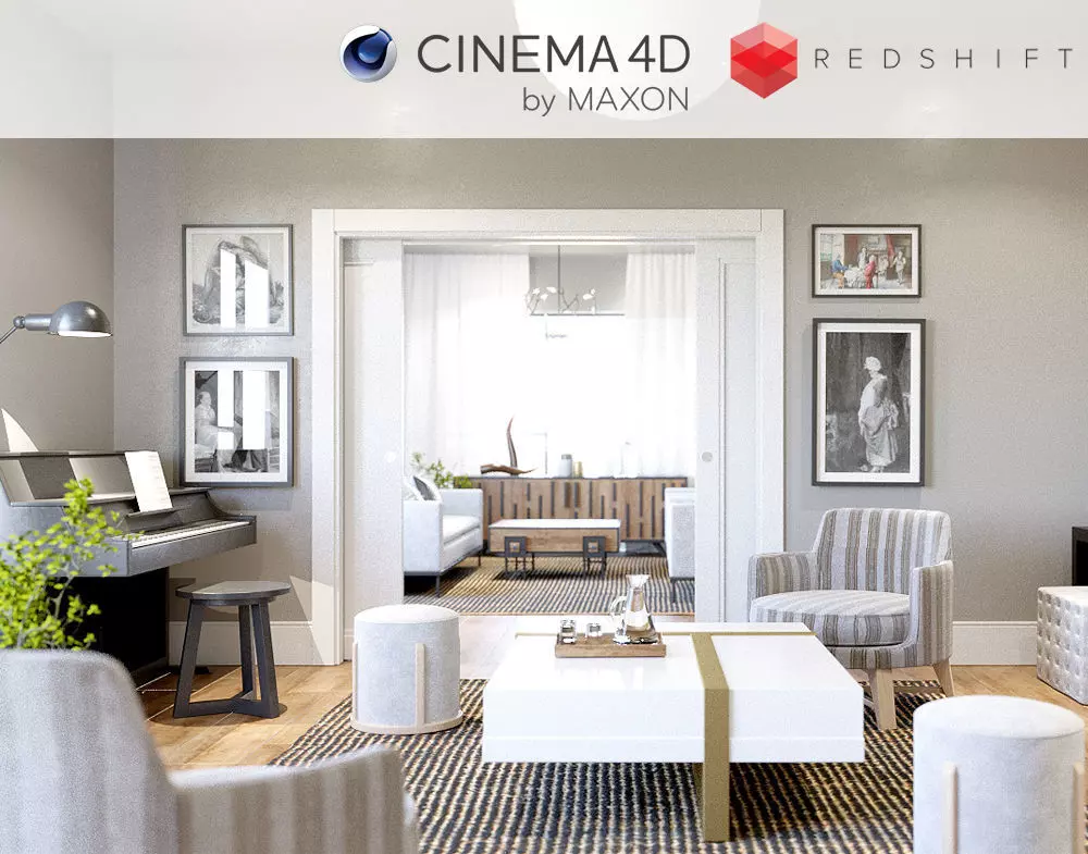Redshift - C4D Scene files - Living Room 3 Interior 3D model_0