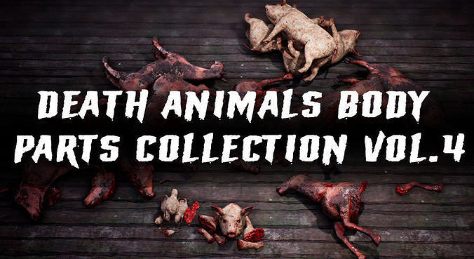Death animals body parts collection  Low-poly 3D model