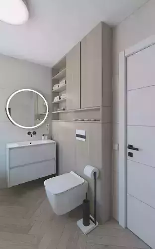 Cozy bathroom with shower area