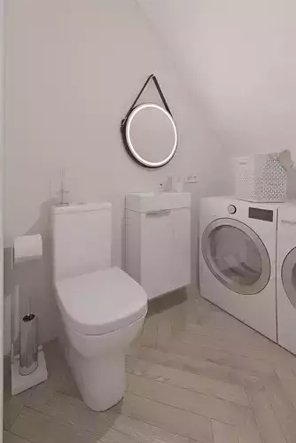 Toilet area under the stairs