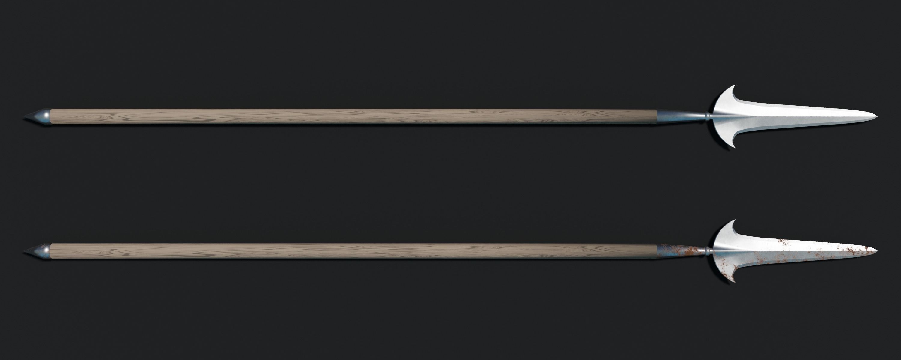 Medieval Partizan Spear Low-poly 3D model_3