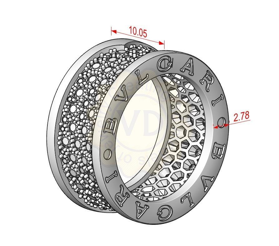 Bzero1 diamond pave ring 3D print model_6