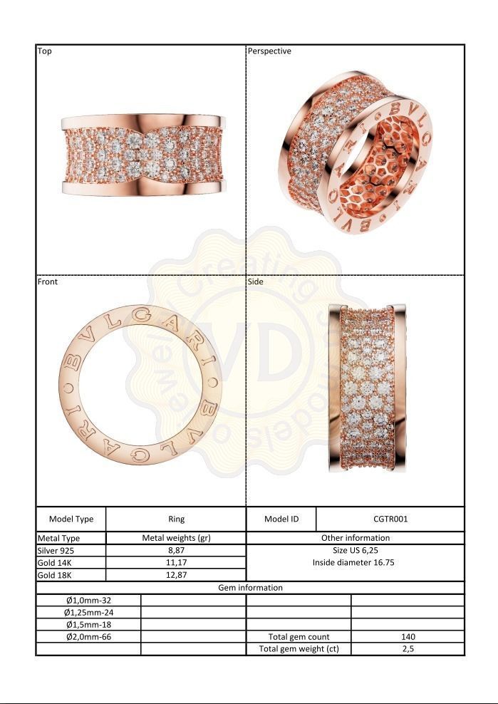 Bzero1 diamond pave ring 3D print model_4