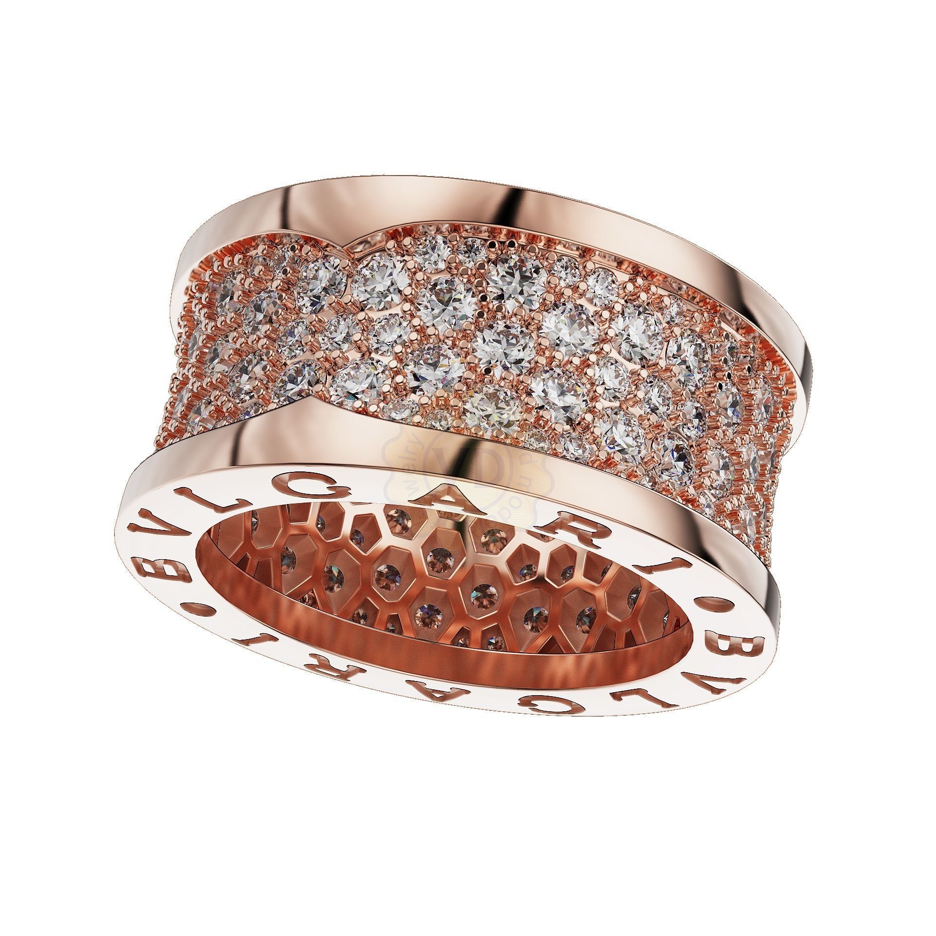 Bzero1 diamond pave ring 3D print model_1