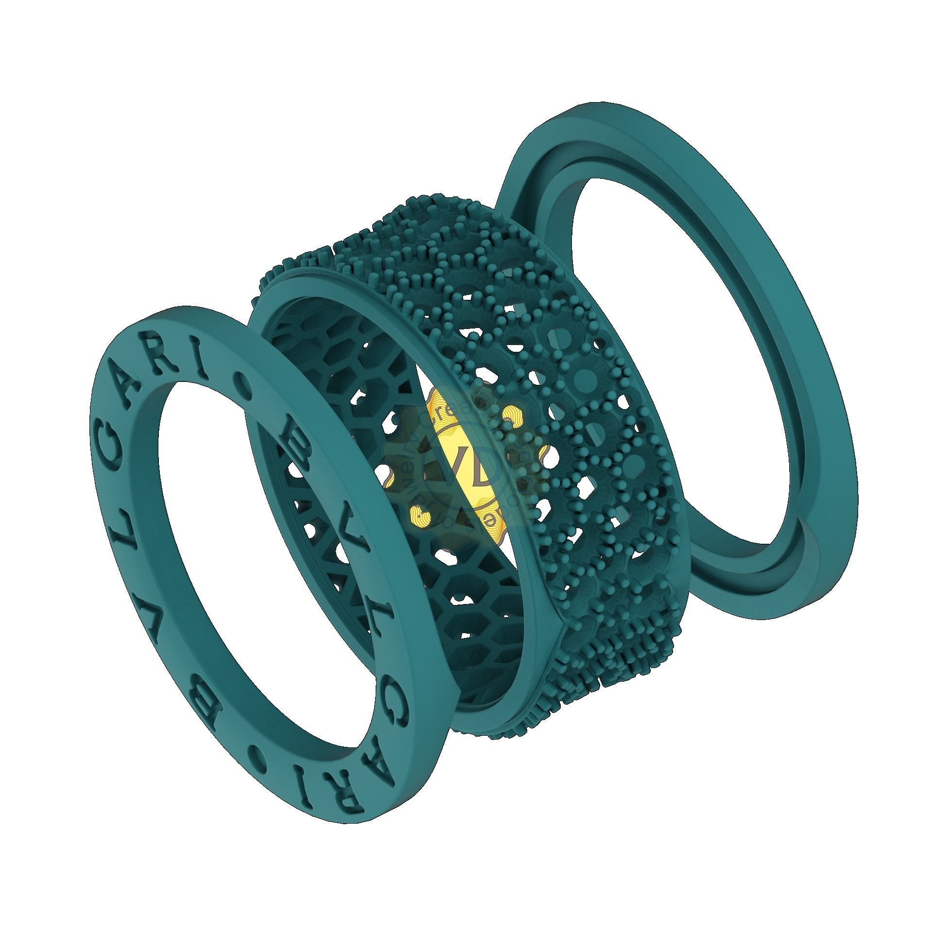 Bzero1 diamond pave ring 3D print model_9
