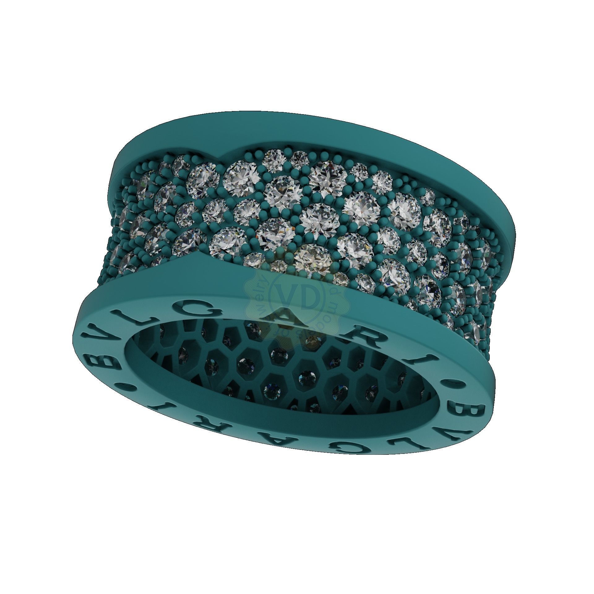 Bzero1 diamond pave ring 3D print model_7