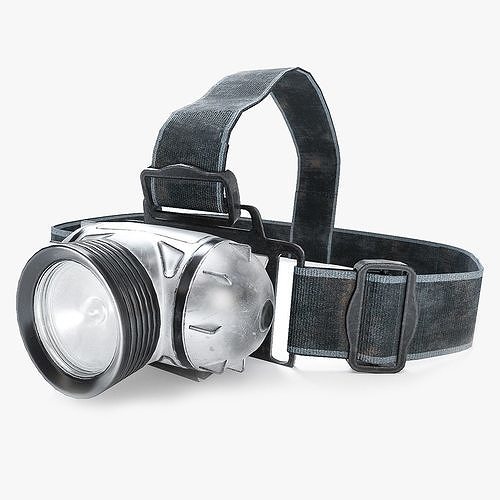 Modern headlamp flashlight on a strap da1 Low-poly 3D model