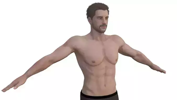 Realistic Man Character Warrior Male Brutal Viking Low-poly 3D model