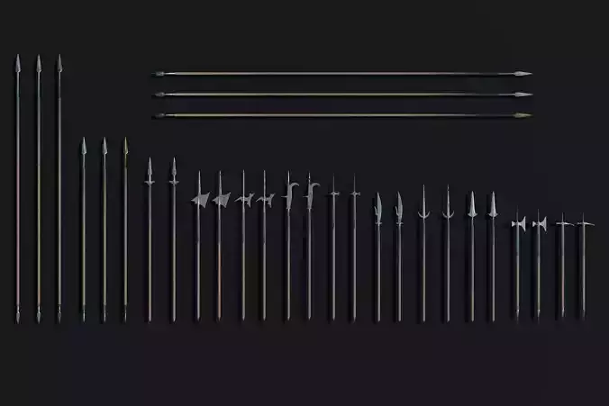 Ancient and Medieval Polearms 3D Model Collection