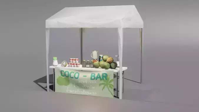 COCONUT-SHOP stand with food and drinks