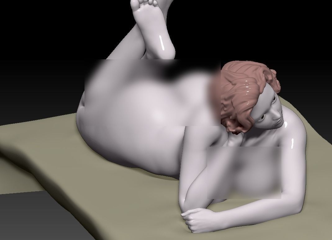 LYING GIRL ON BED 3D print model_5