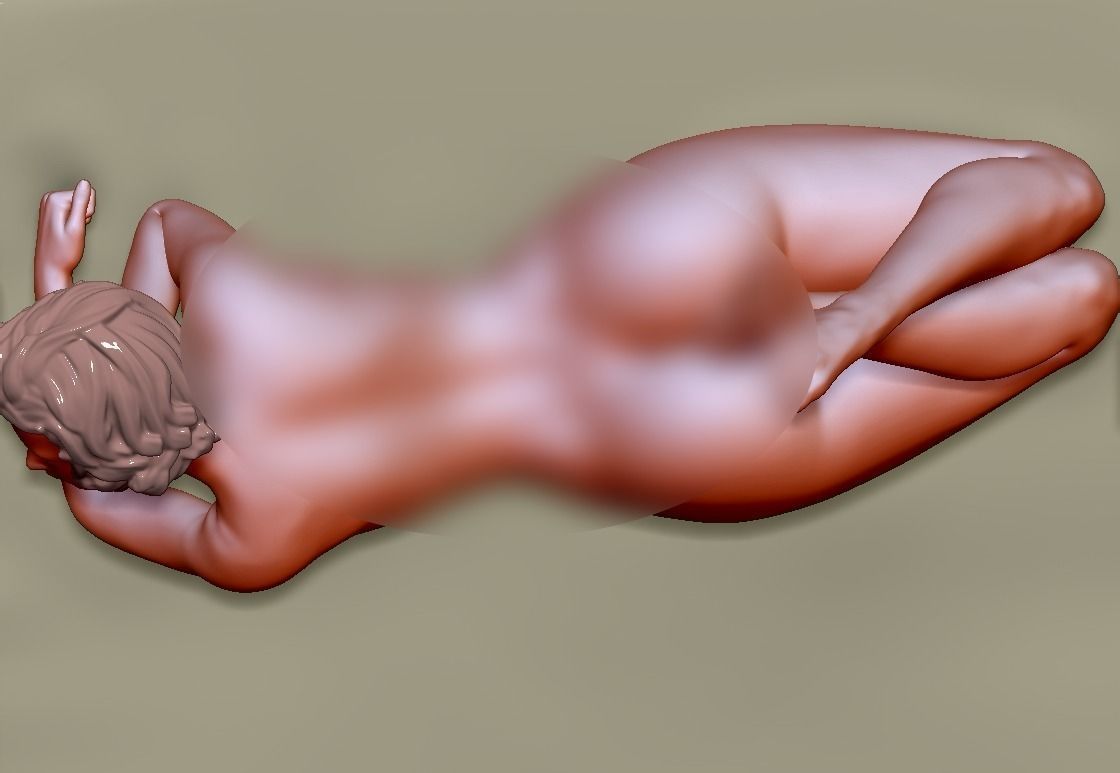LYING GIRL ON BED 3D print model_3