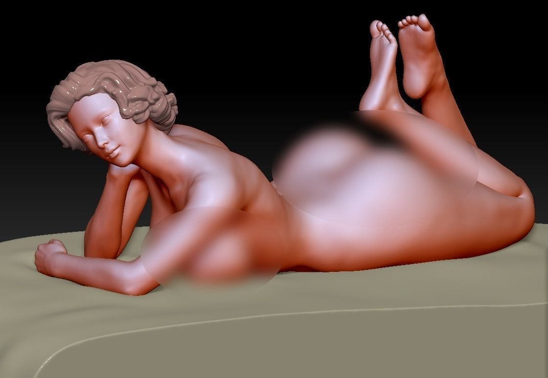 LYING GIRL ON BED 3D print model_2