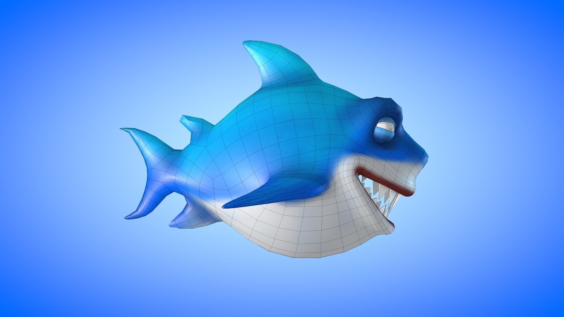 Shark cartoon 3D model_10