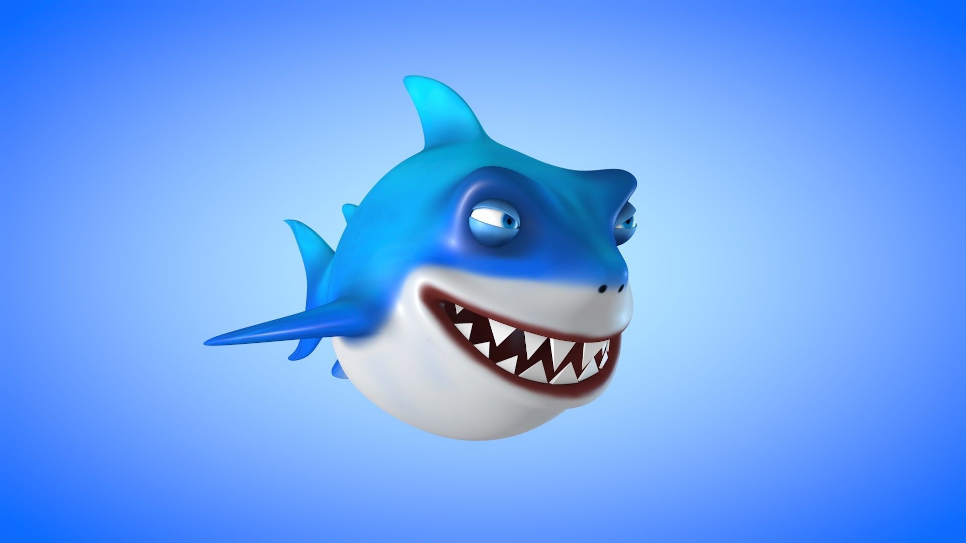 Shark cartoon 3D model_2