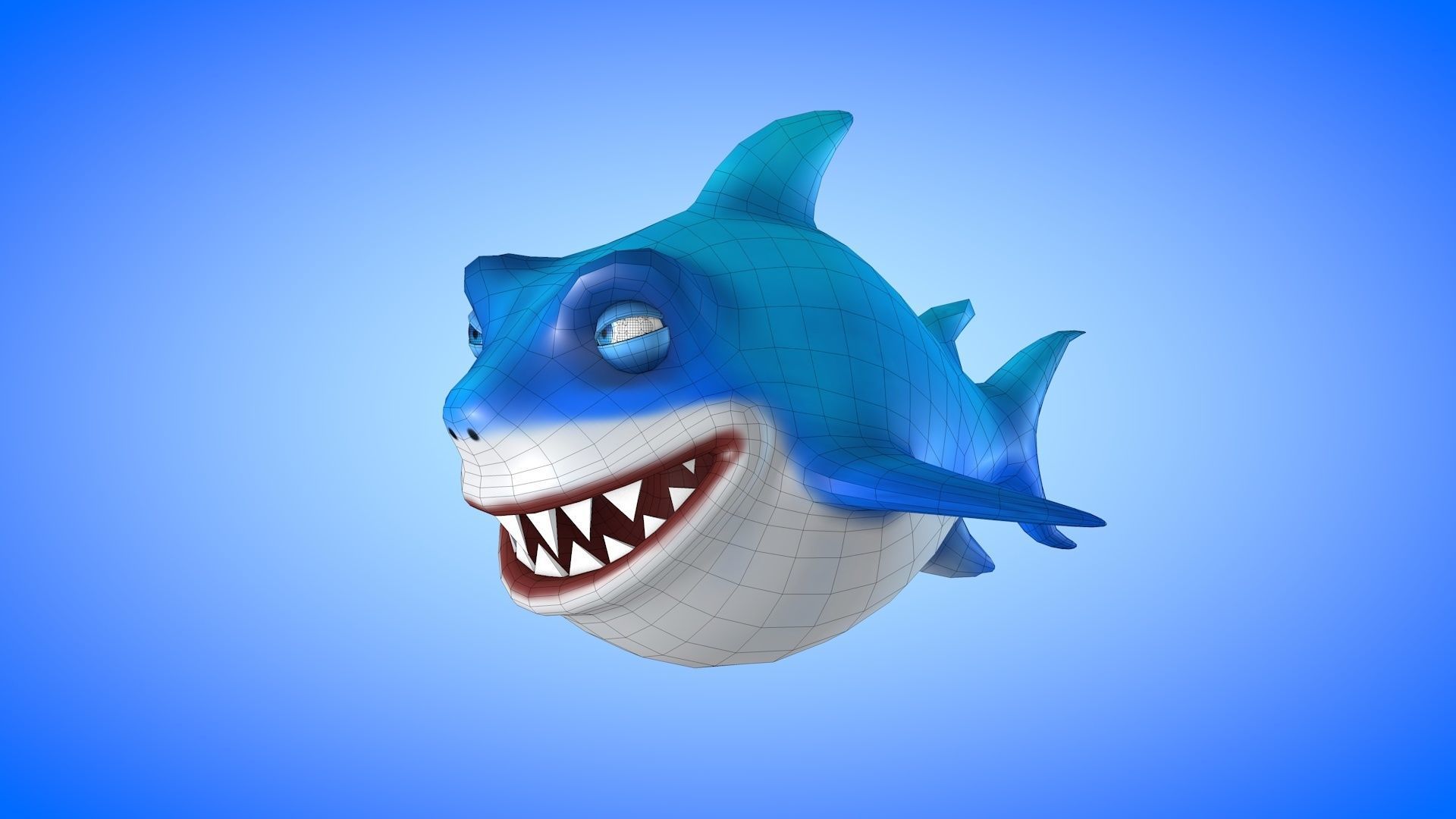 Shark cartoon 3D model_7