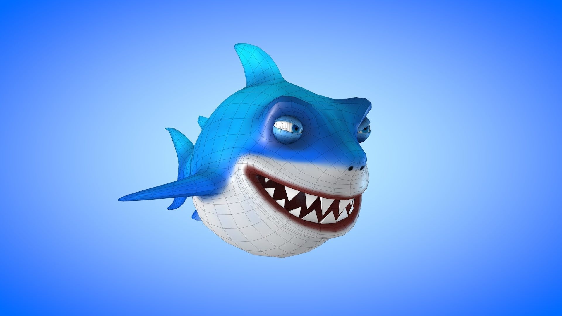 Shark cartoon 3D model_9