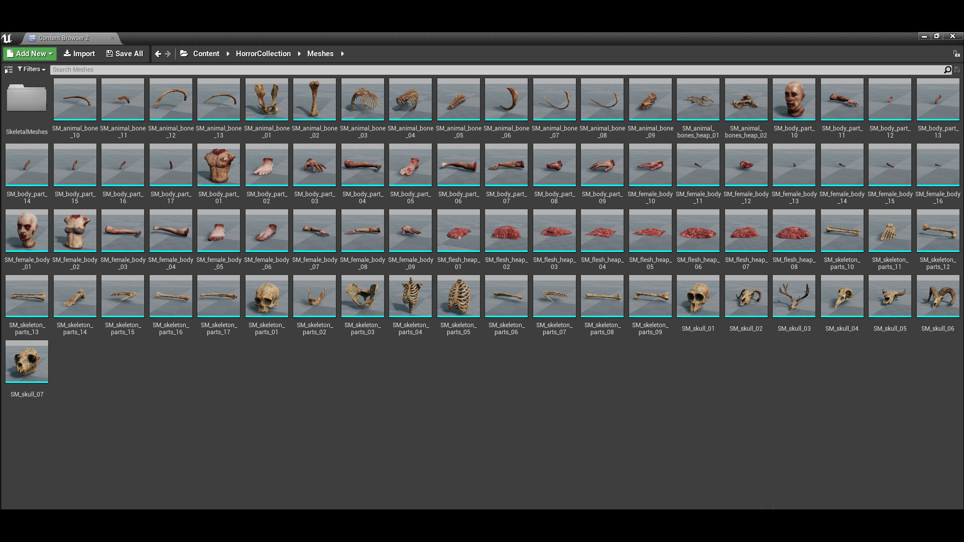 Mega body and bones parts with skulls collection Low-poly 3D model_55