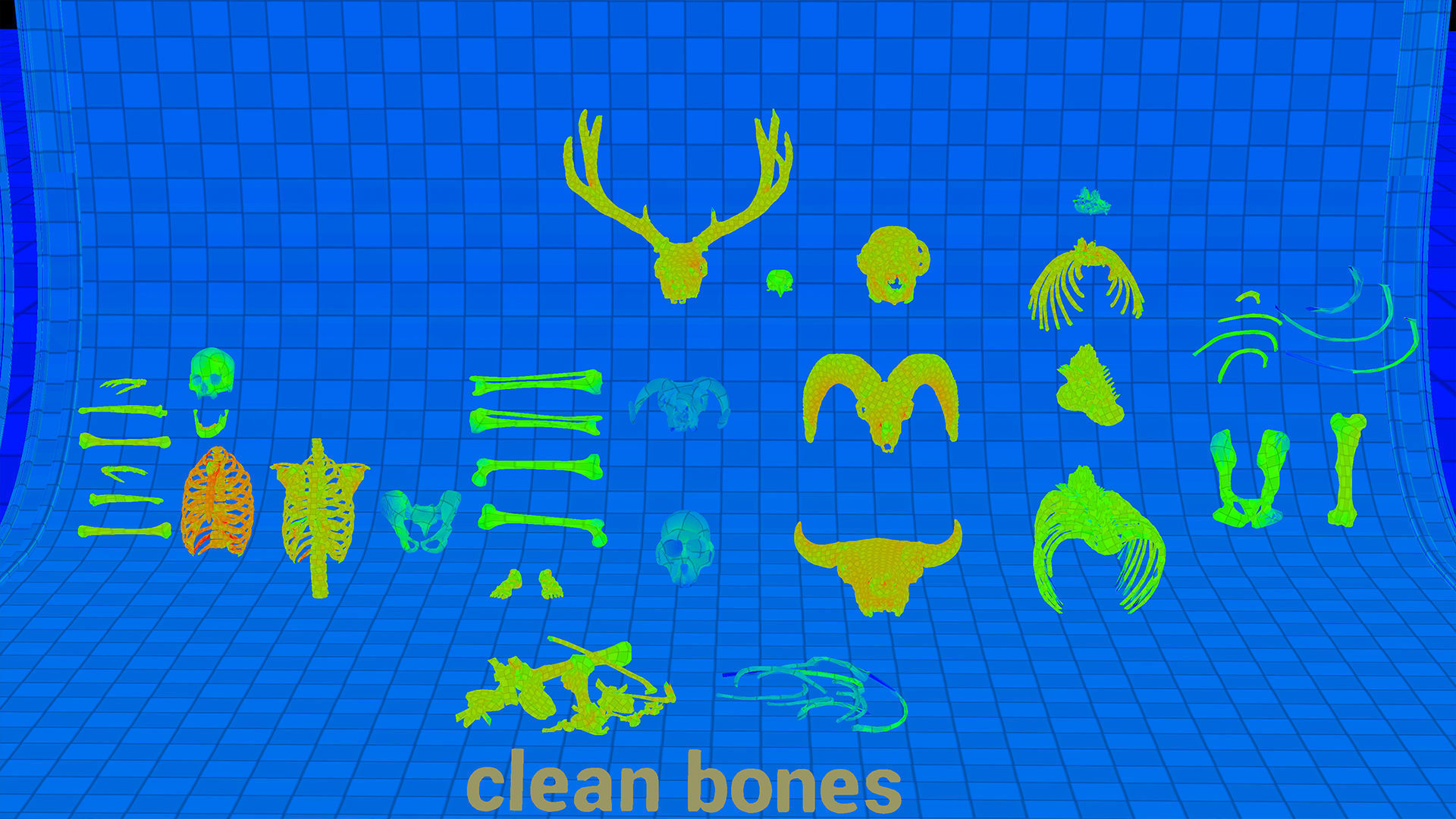 Mega body and bones parts with skulls collection Low-poly 3D model_48
