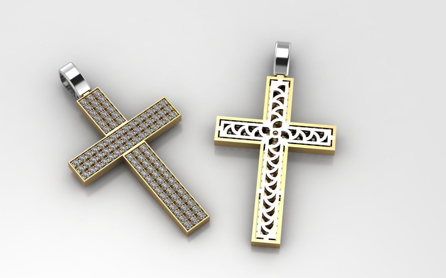 gold cross 2 3D print model_3