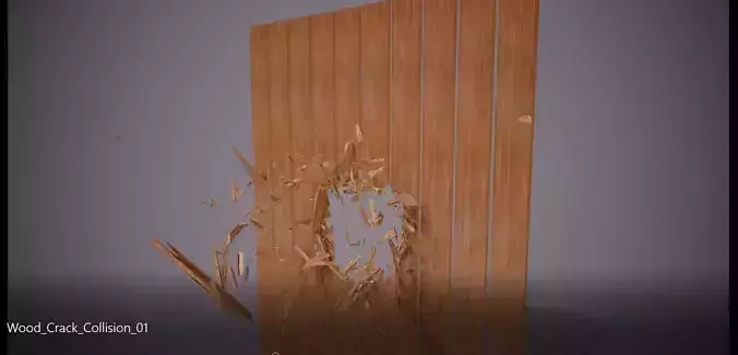 WoodCrackCollision01 piece of wood being thrown into air Low-poly 3D model