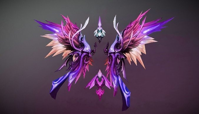 Futuristic Purple Wing Low-poly 3D model