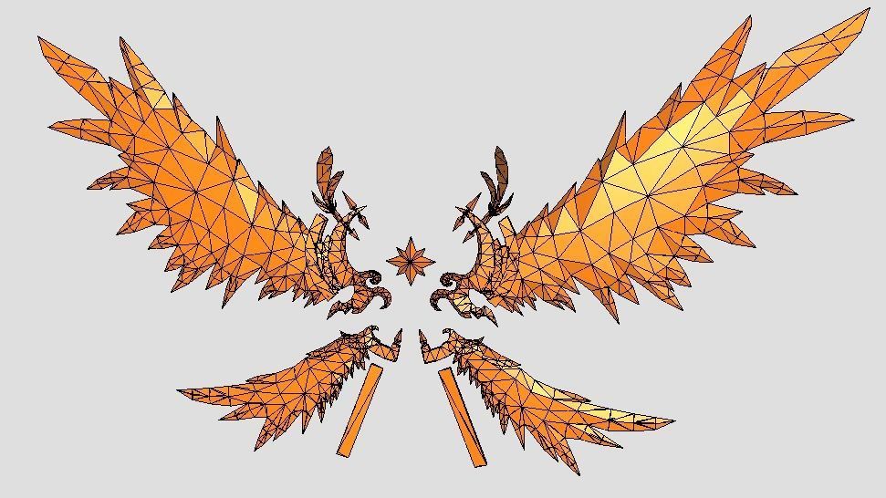 Futuristic Angel Wing Low-poly 3D model_14