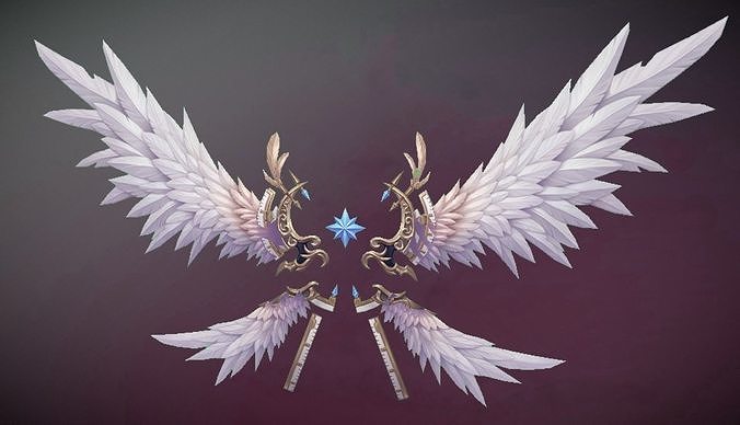 Futuristic Angel Wing Low-poly 3D model