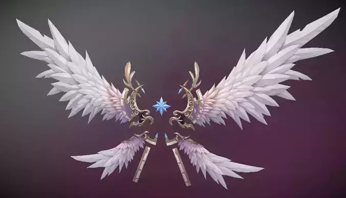 Futuristic Angel Wing Low-poly 3D model