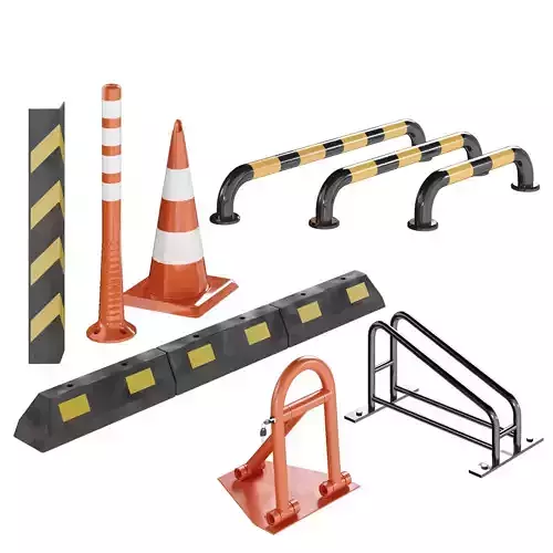 Parking set of traffic cones and barriers