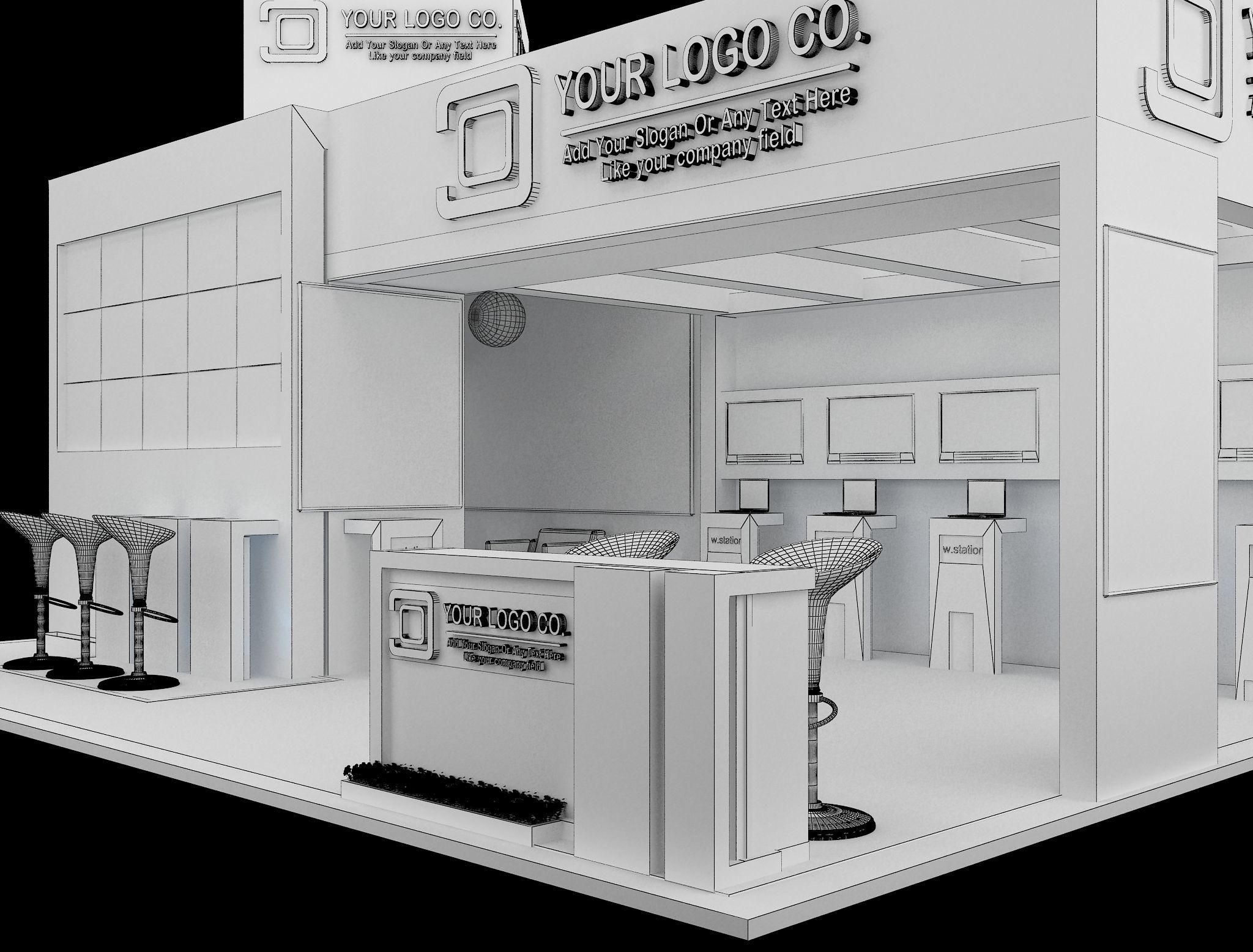 Booth Exhibition Stand a565b 3D model_11