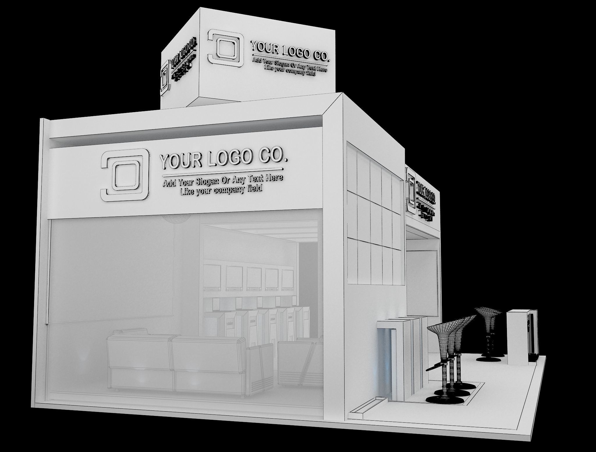 Booth Exhibition Stand a565b 3D model_9