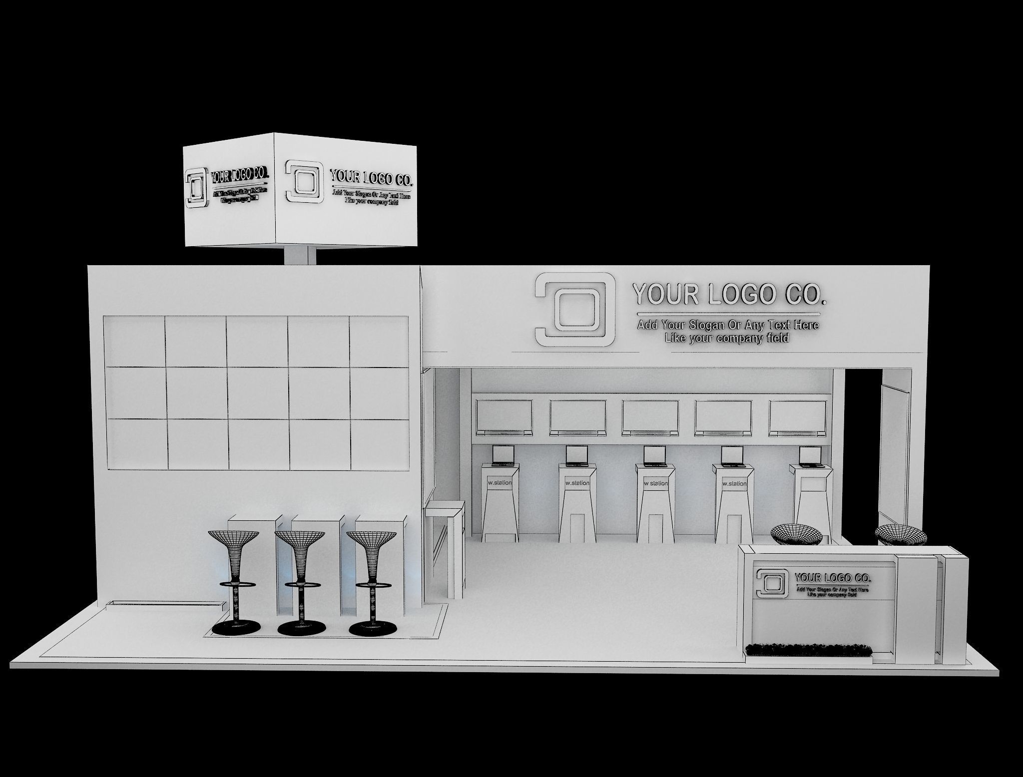 Booth Exhibition Stand a565b 3D model_3