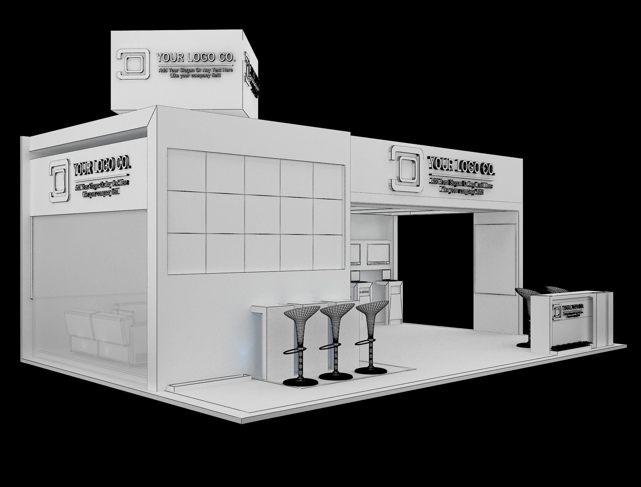 Booth Exhibition Stand a565b 3D model_7