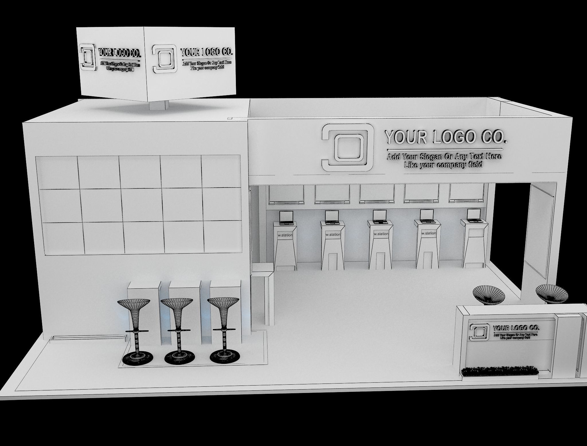 Booth Exhibition Stand a565b 3D model_17