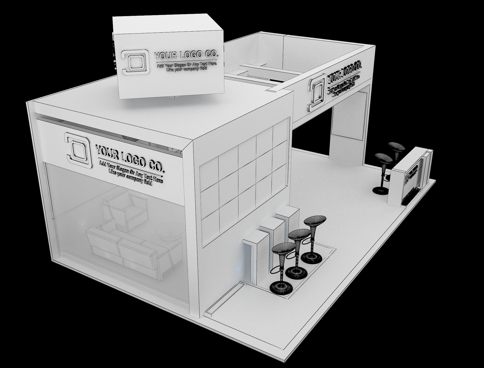 Booth Exhibition Stand a565b 3D model_5