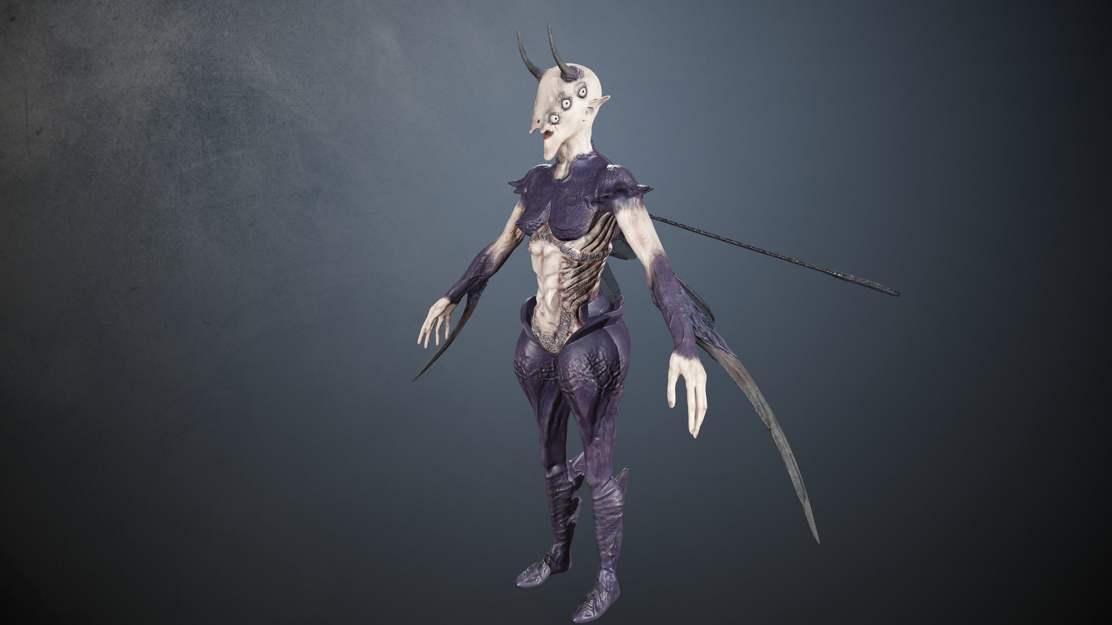 Elliel humanoid creature Low-poly 3D model_8