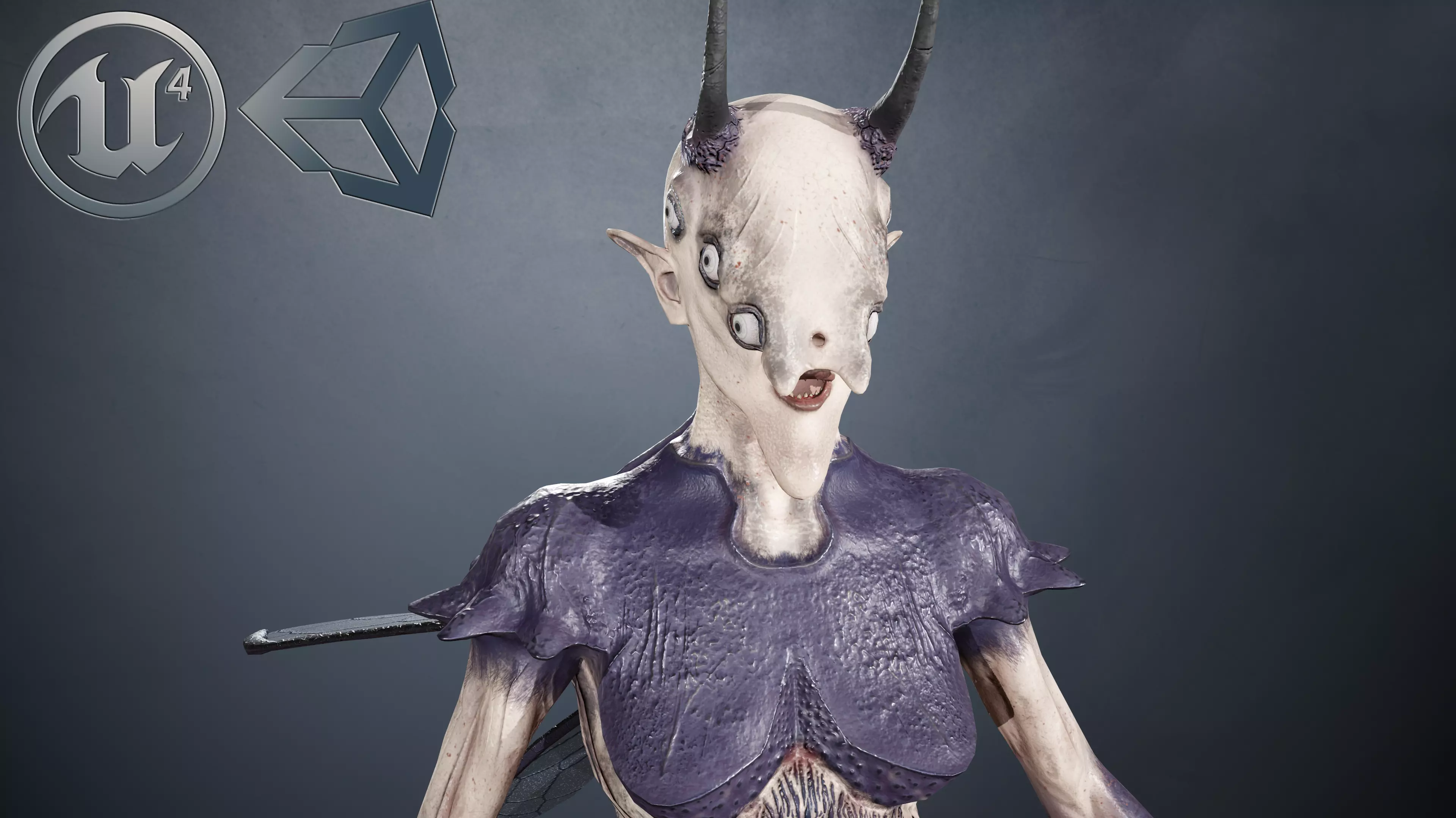 Elliel humanoid creature Low-poly 3D model_0