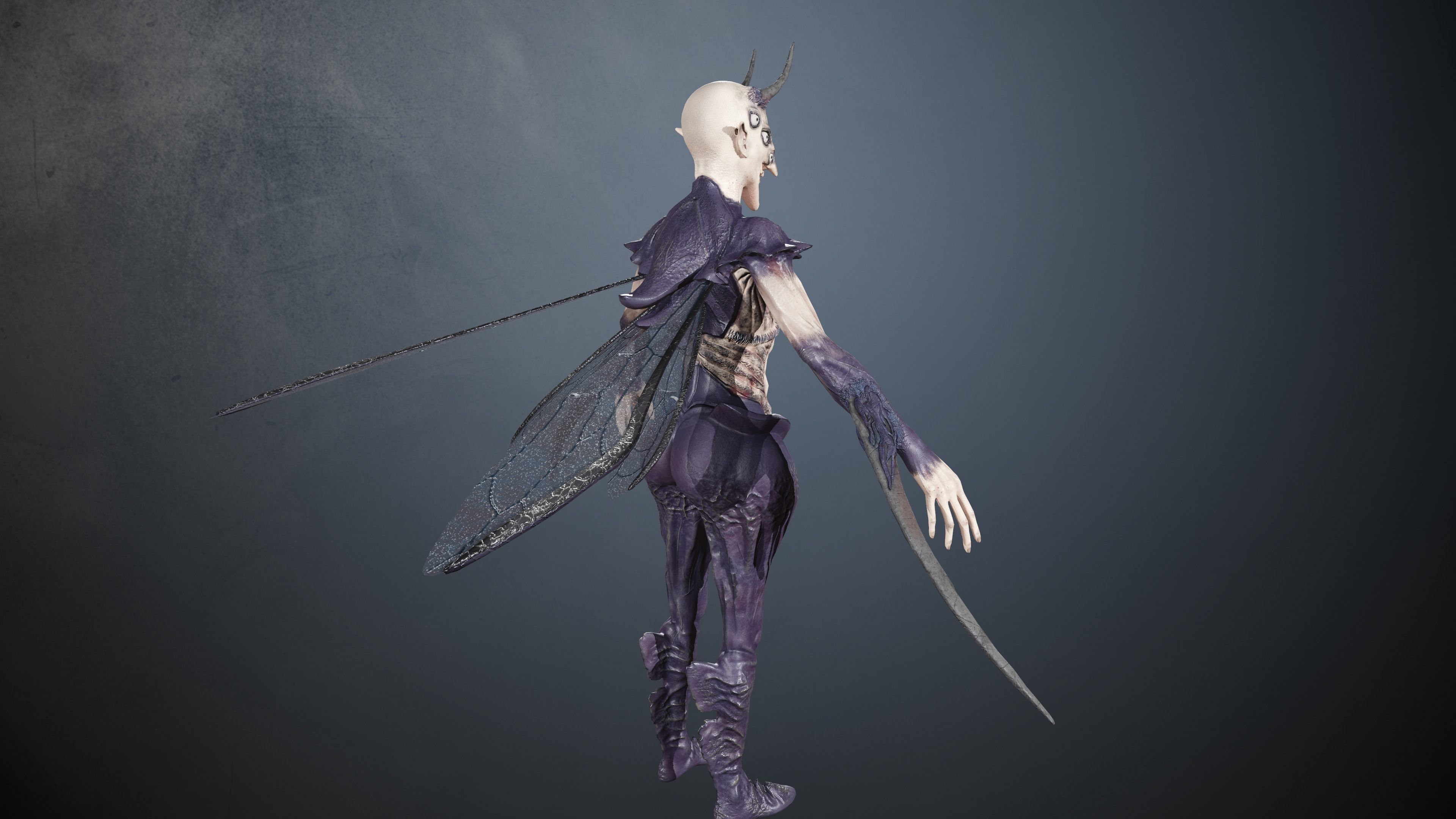 Elliel humanoid creature Low-poly 3D model_4