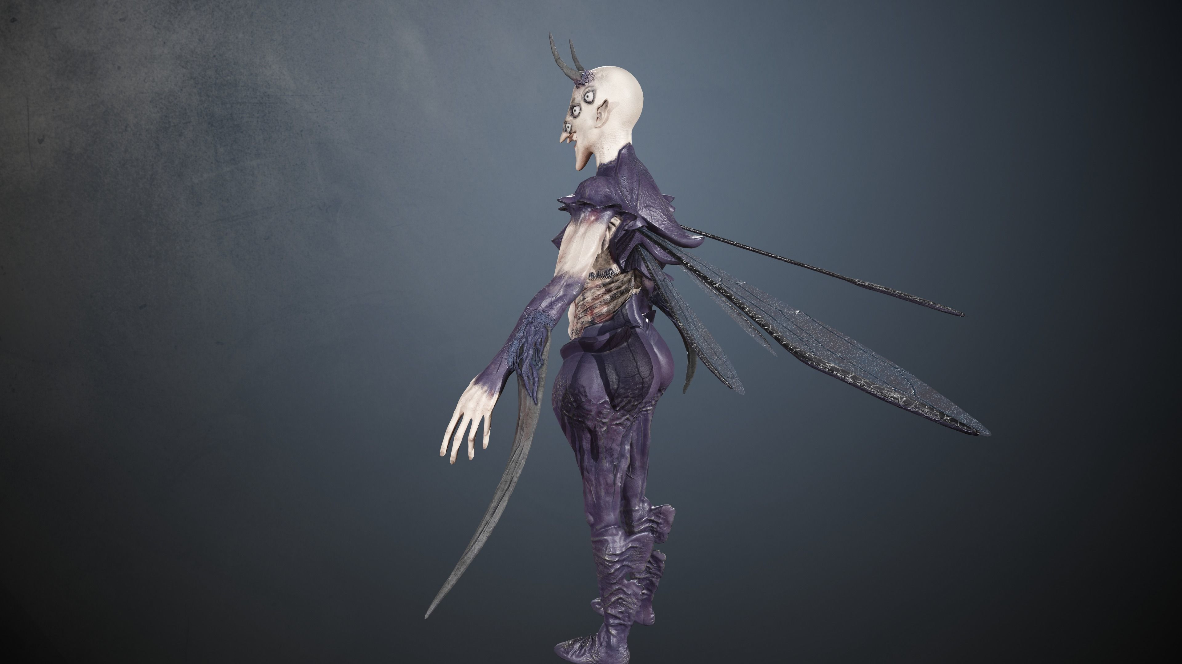 Elliel humanoid creature Low-poly 3D model_6